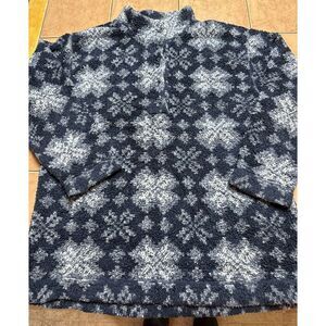 L.L Bean Sherpa 1/4 Button Women's Fleece Sweater Jacket Size Medium Made In USA